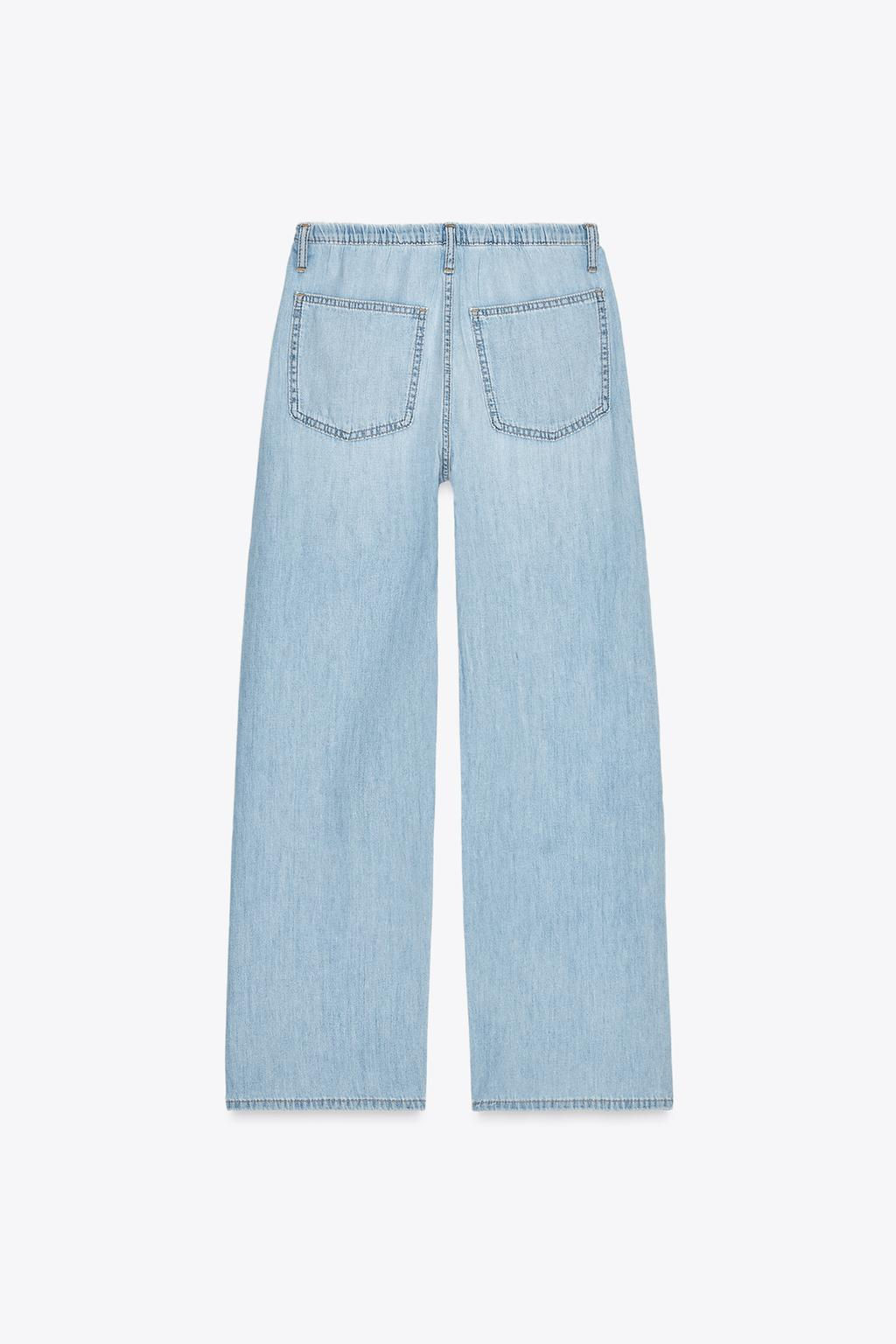 DRAWSTRING LOOSE-FITTING DENIM TROUSERS - Zara фото 7
