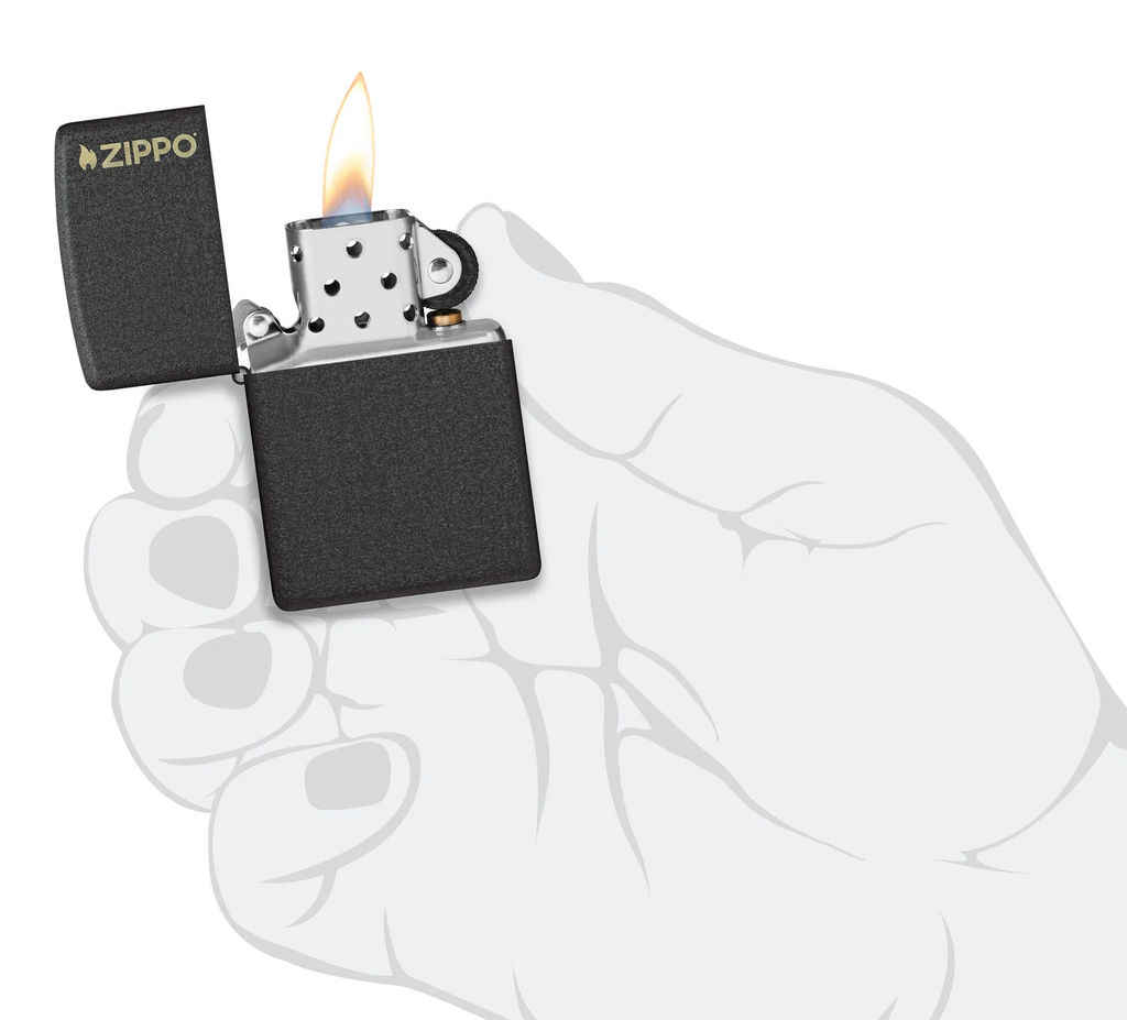 Зажигалка ZIPPO Логотип с черным покрытием с кракелюром | Logo Black Crackle 236ZL  фото 5