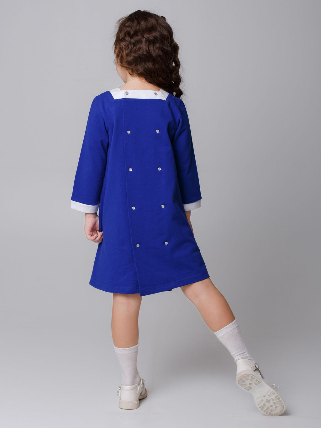 Платье Ретро рукав 3/4 васильковый, пике - 5+ фото 2