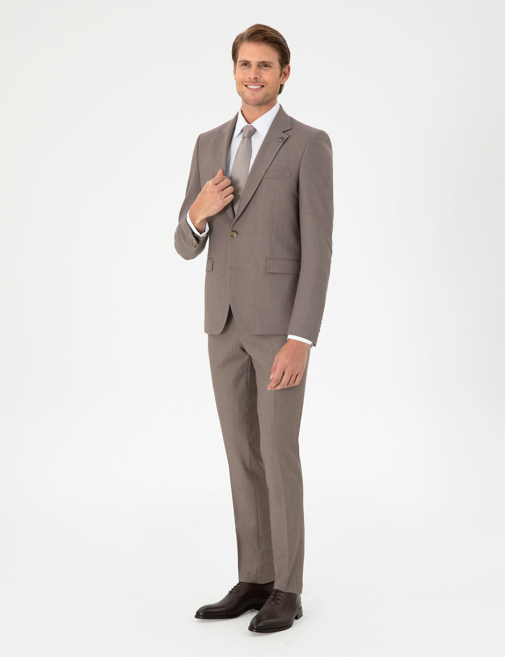 A__k Kahverengi Ex. Slim Fit Tak_m Elbise
