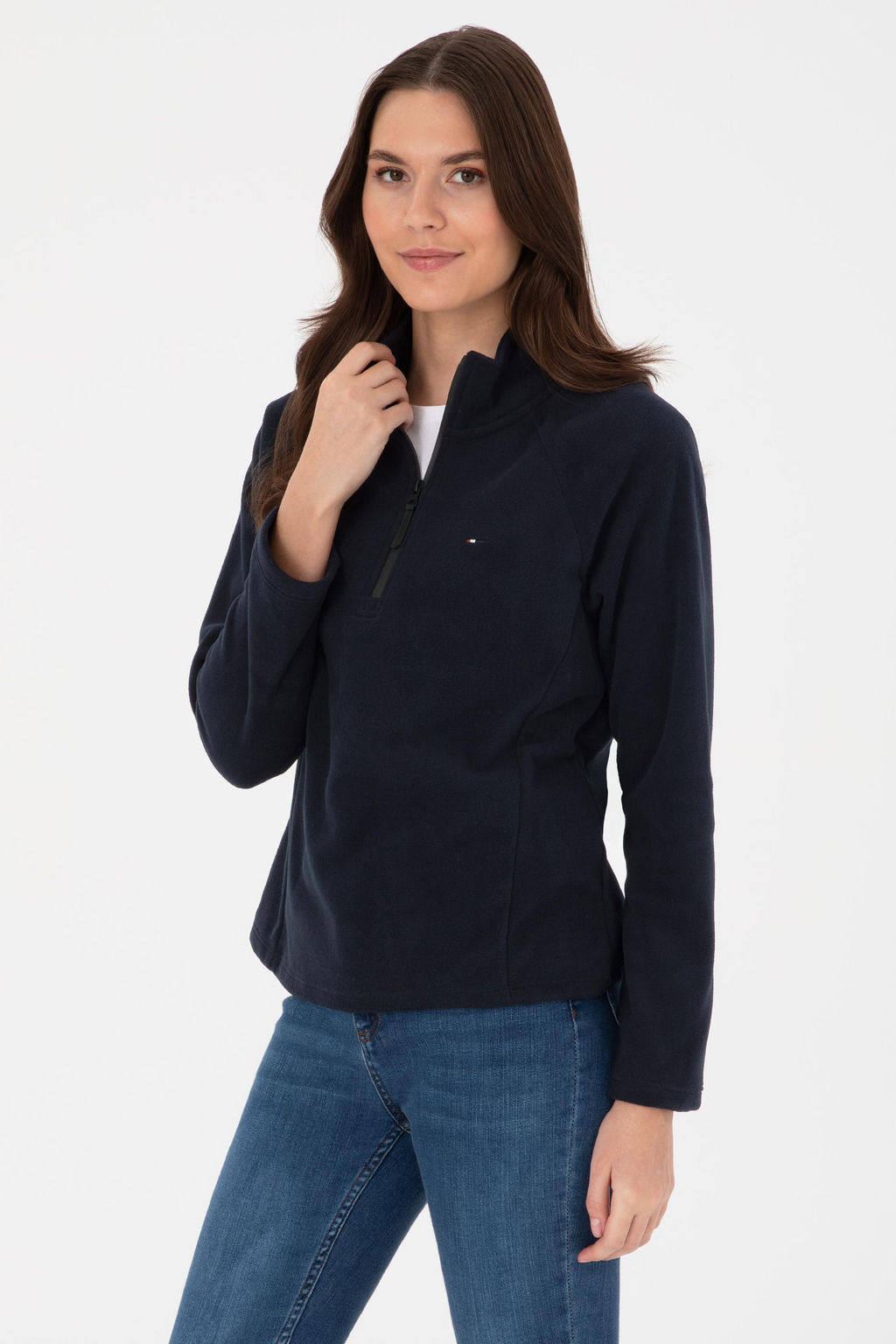 Kad_n Lacivert Fermuarl_ Dik Yaka Polar Sweatshirt - U.s. polo assn фото 3