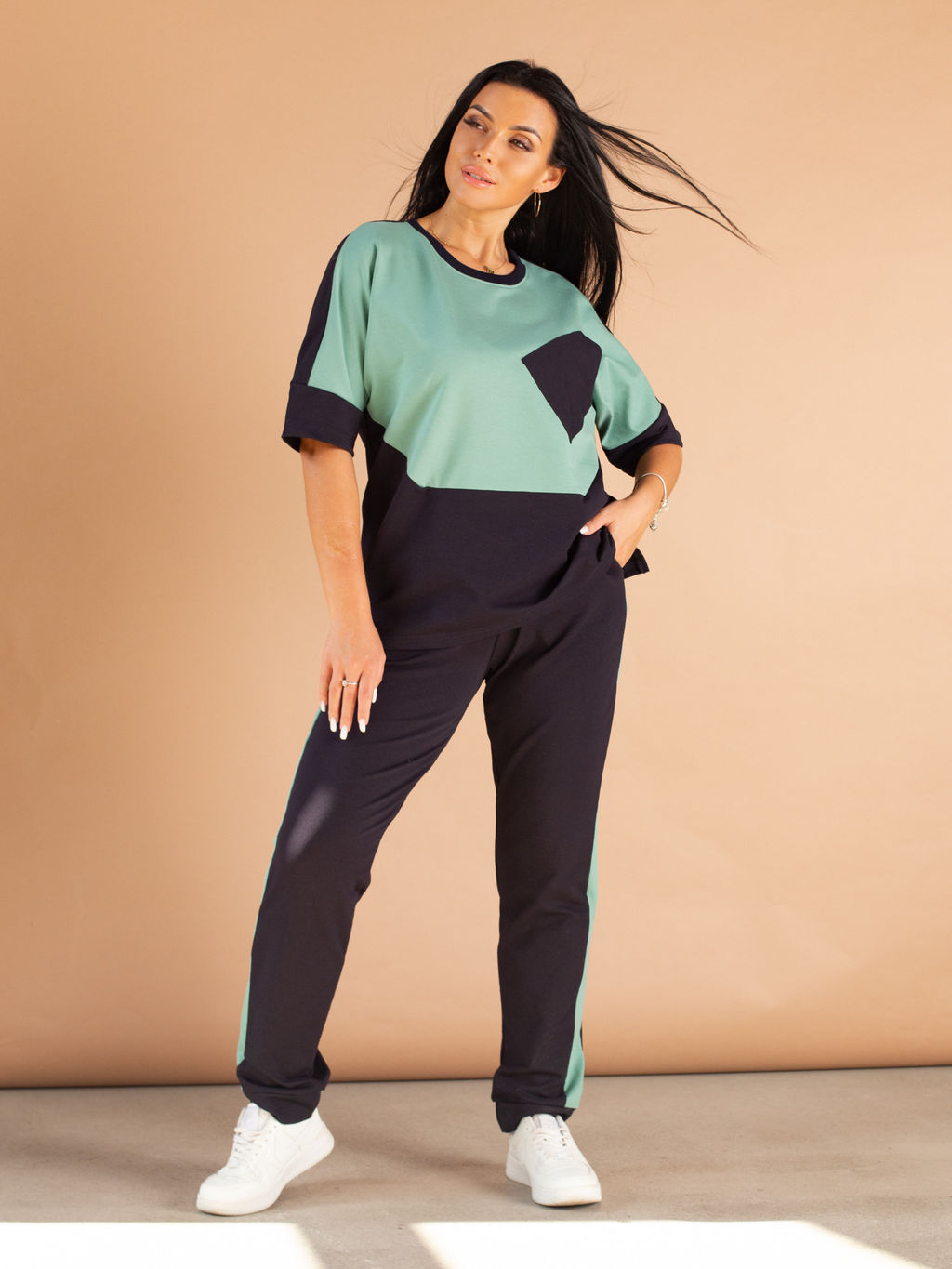 Костюм женский футер 2-х нитка с брюками ТЕХНО ЗЕЛЕНЬ - Domtrik фото 5