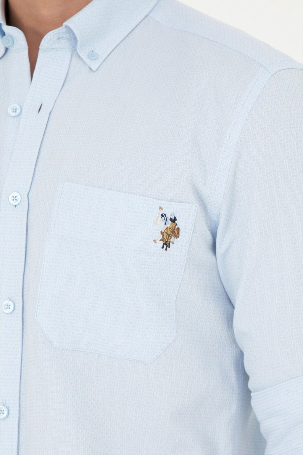 Мужская голубая рубашка с длинным рукавом - U.s. polo assn фото 7