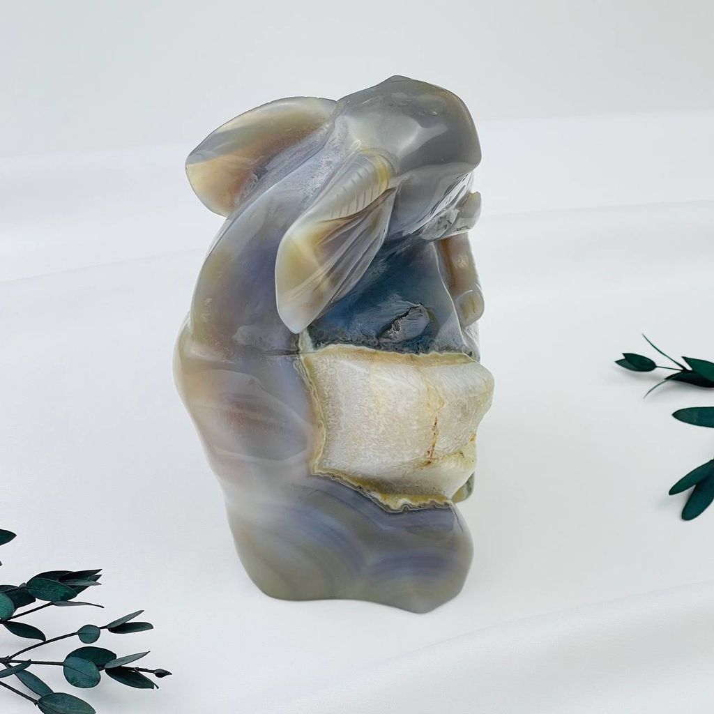 Слон резной из камня Агат серый с жеодой - Радуга самоцветов фото 6