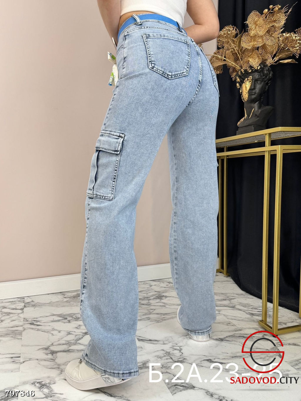 Женские прямые джинсовые брюки с высокой талией и широкими штанинами
