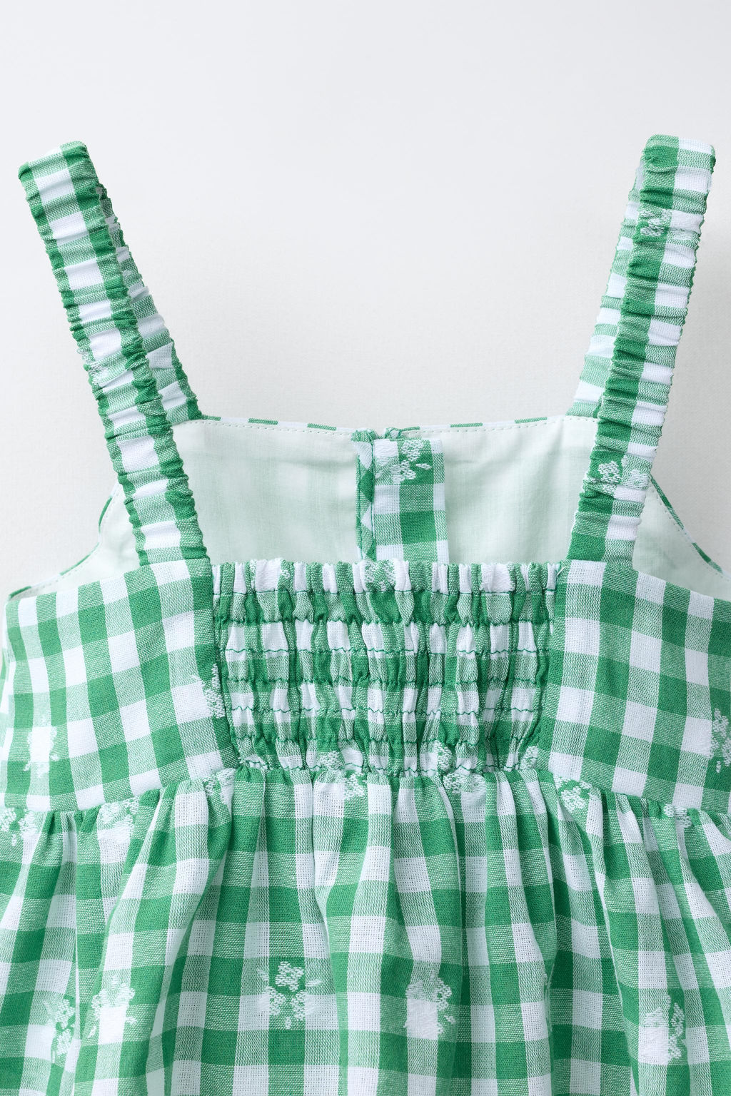 TOP BORDADOS CUADRO VICHY / Blanco / Verde