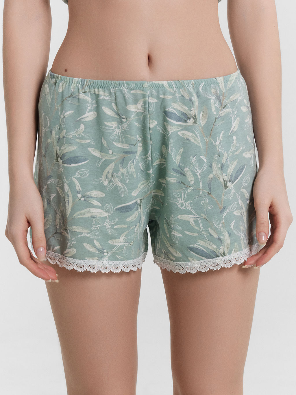 Комплект женский домашний зеленый с ботаническим принтом веточки на шалфее 562320/1 - Mark formelle фото 4