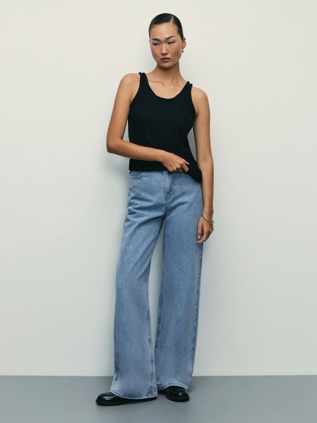 Вязаный топ из хлопка с пайетками / Zarina  фото 2