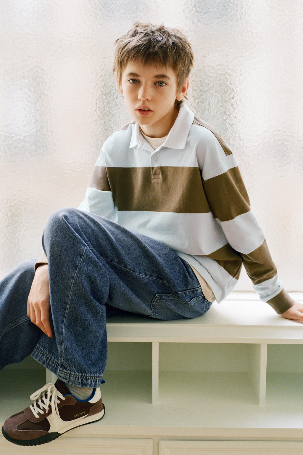 STRIPED POLO SHIRT WITH EMBROIDERED TEXT - Zara фото 5