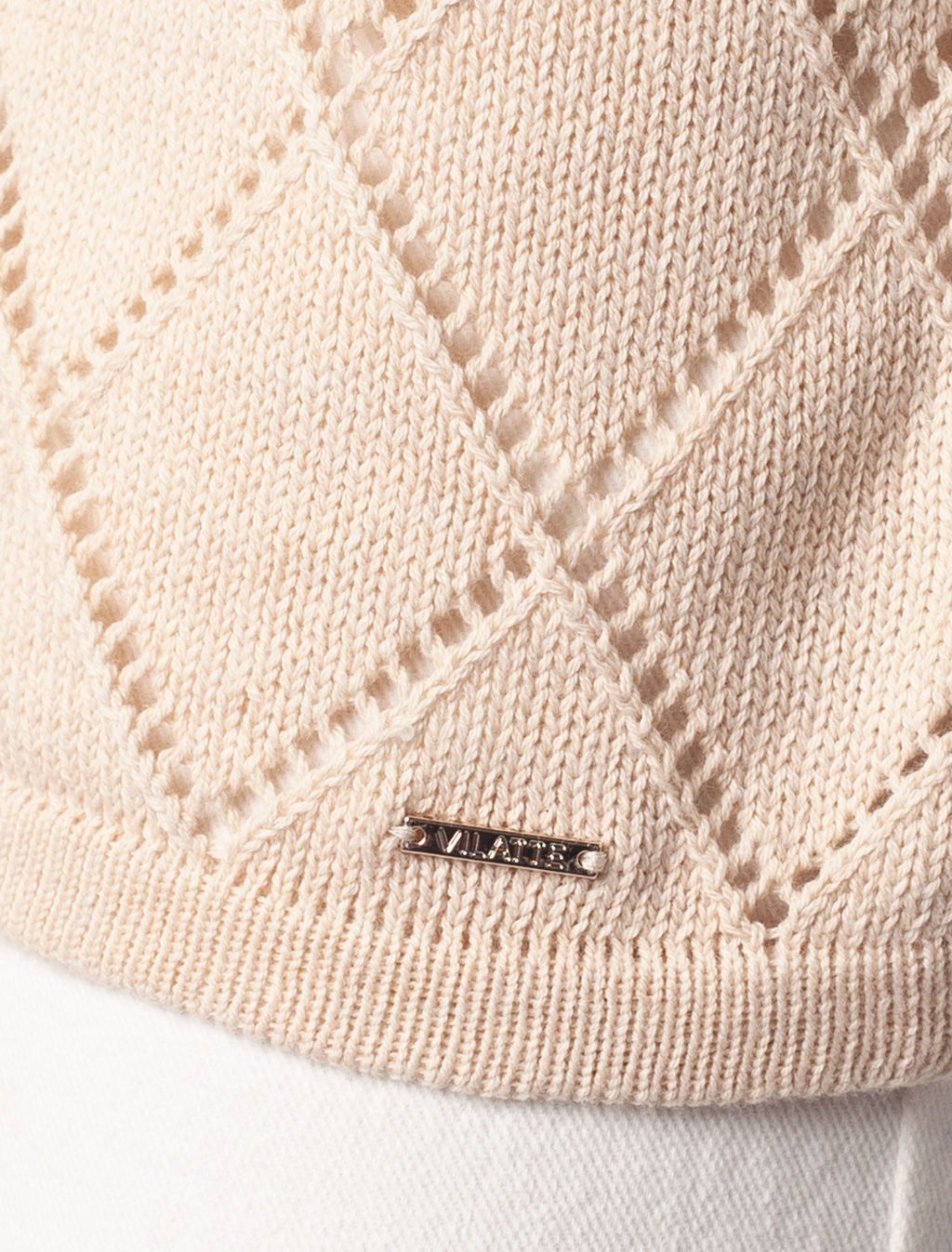 VILATTE / Удлиненный джемпер узорной вязки из 100% хлопка  фото 3