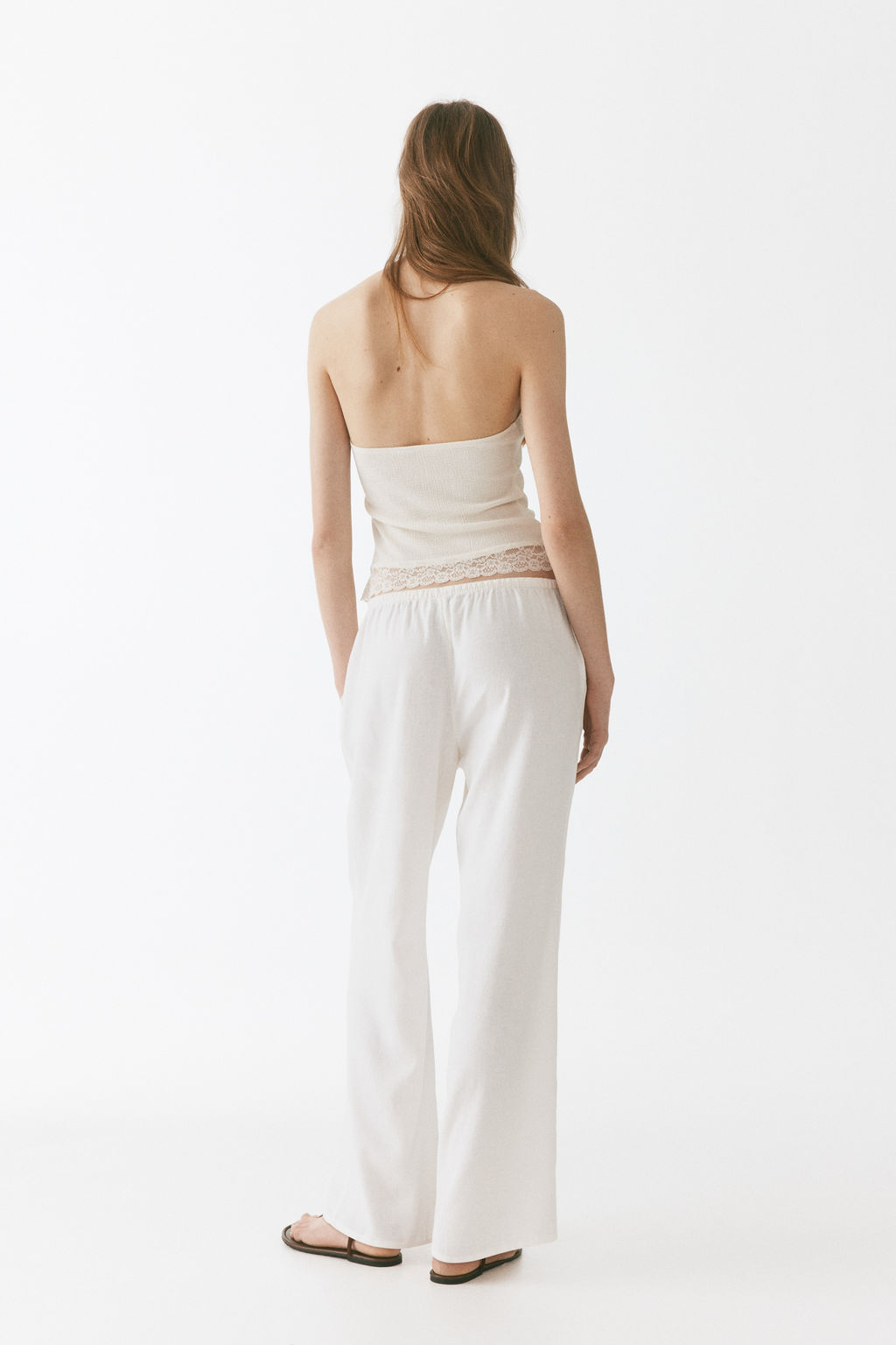 Pantal?n en mezcla de lino con cord?n de ajuste - H&m фото 11