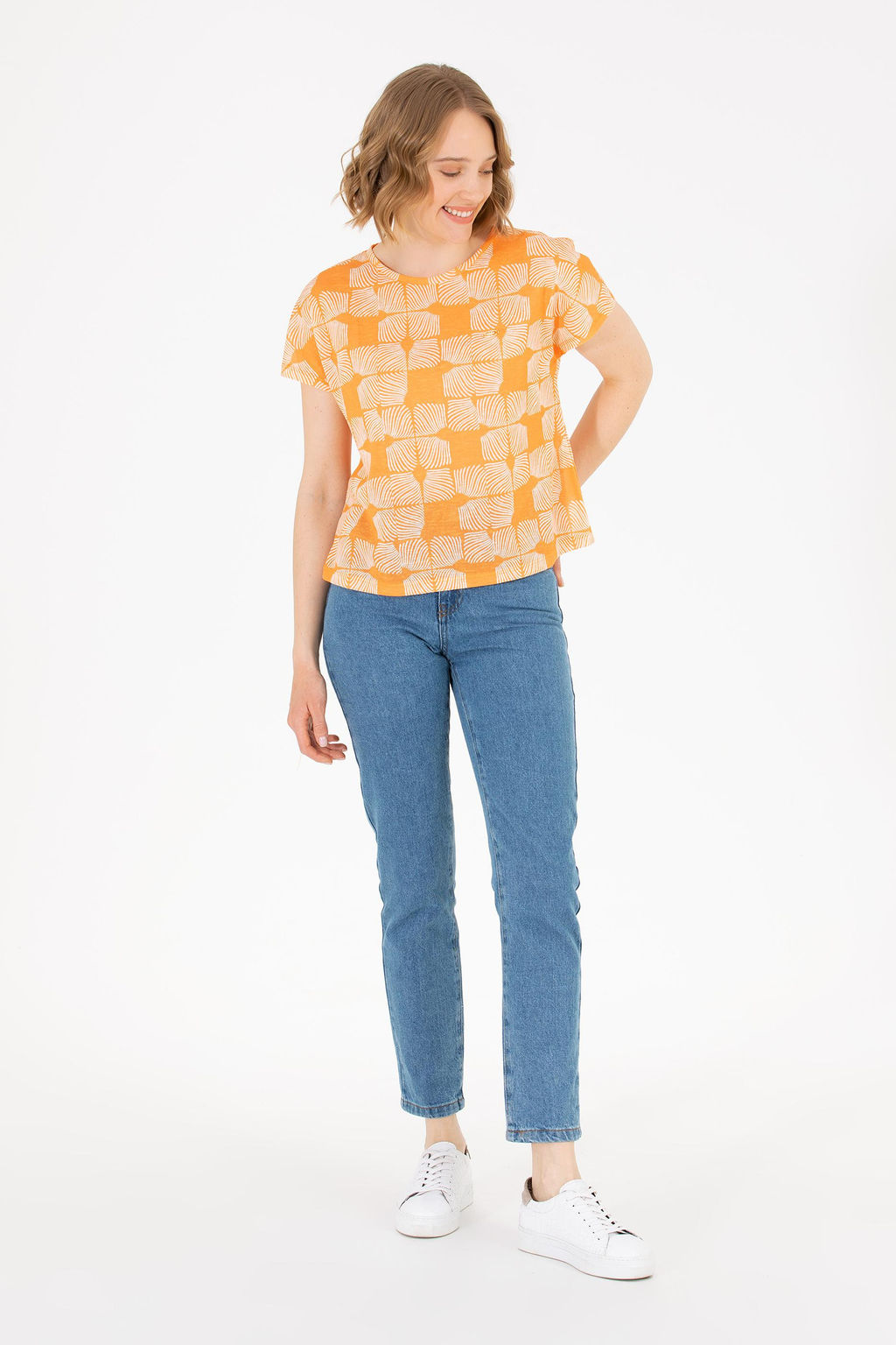 U. S. Polo Assn Женская оранжевая футболка с круглым вырезом - U.s. polo assn фото 4