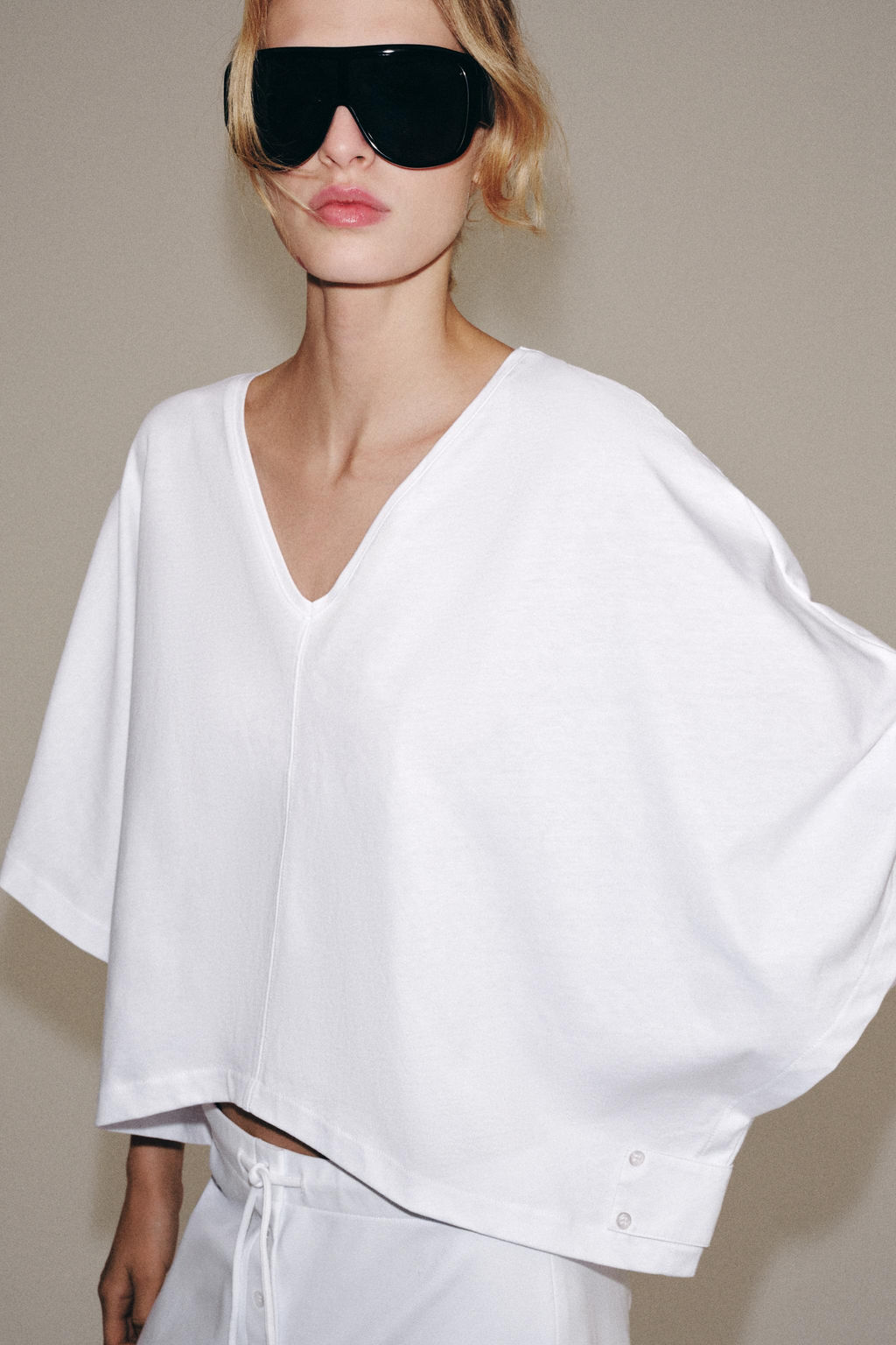 CAMISETA CAPA ALGOD?N / Blanco - Zara фото 2