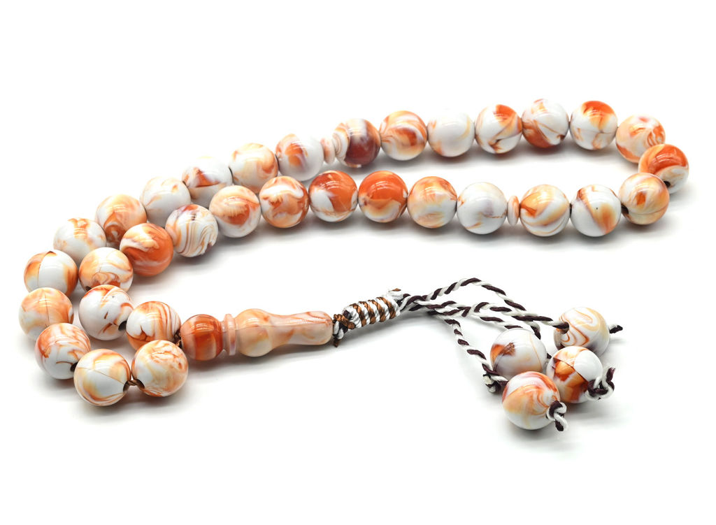 Четки шарик 13мм оранжевый, 33 бусины, 43см