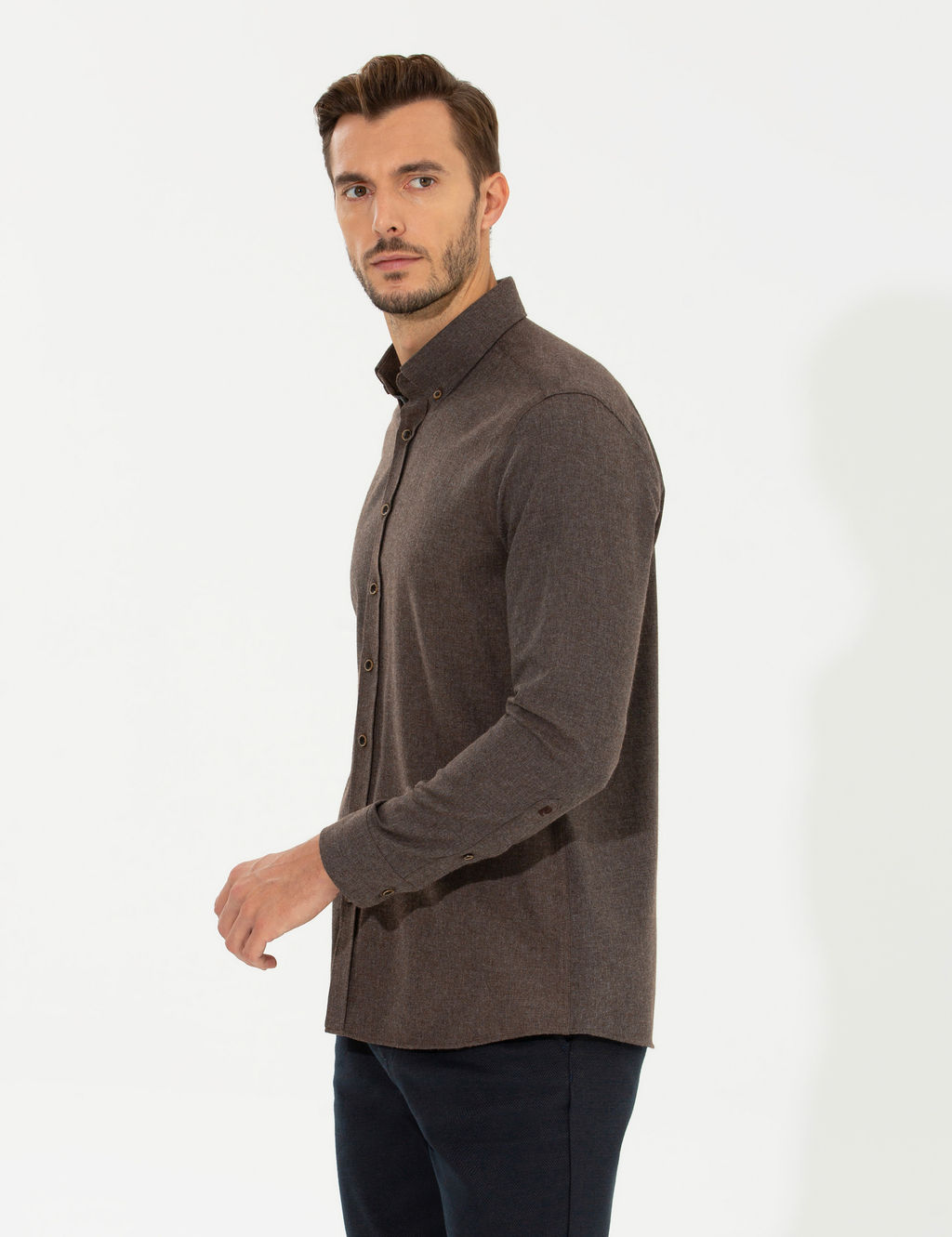 Kahverengi Regular Fit Uzun Kollu G_mlek