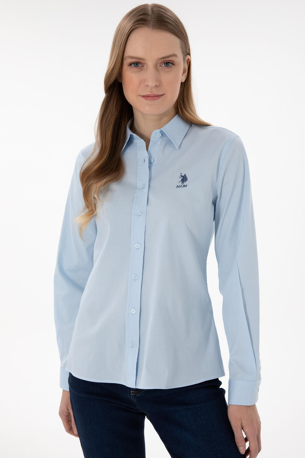 Kad_n A__k Mavi Uzun Kollu Basic G_mlek Sepette S_rpriz _ndirim - U.s. polo assn фото 3