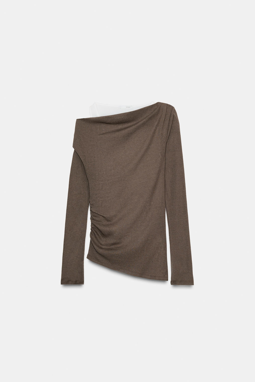 CAMISETA ASIM?TRICA EFECTO DOBLE / Marr?n / Topo - Zara фото 4