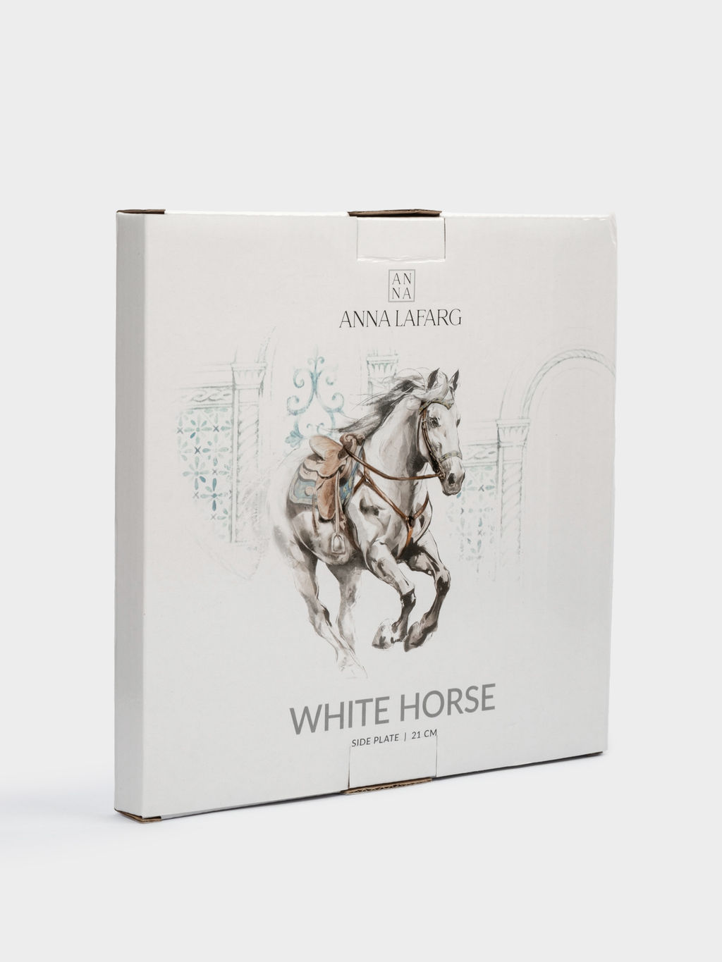 Тарелка закусочная, 21 см, фарфор N, белая, с серебристым кантом, Конь, White horse - Anna lafarg фото 6