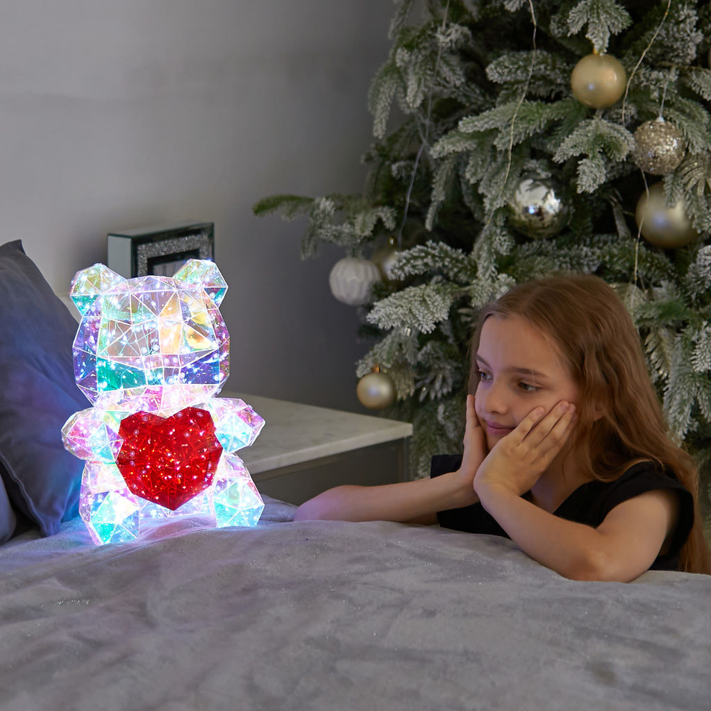 ULD-R508 USB BEAR WITH HEART Светильник декоративный Мишка с сердцем, с USB проводом. 200 светодиодов. Белый свет. Цвет корпуса радужный. TM Uniel - Volpe фото 3