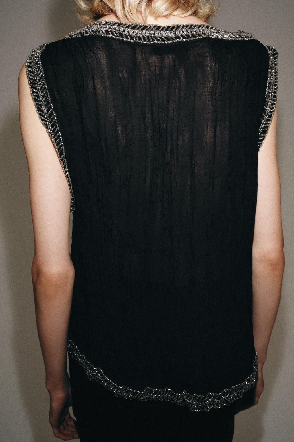 TOP JACQUARD ABALORIOS ZW COLLECTION / Negro