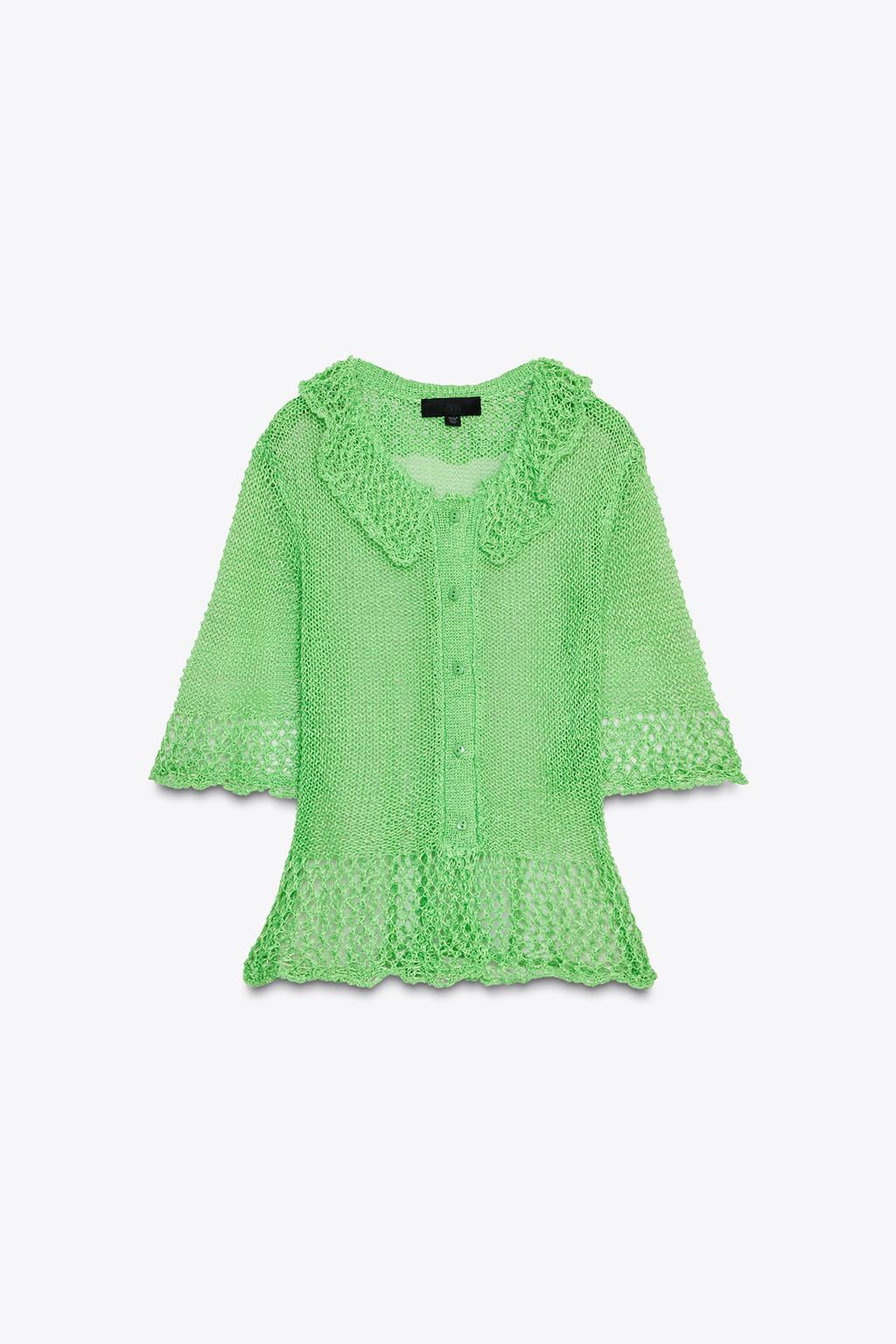 OPEN KNIT CARDIGAN WITH SHORT SLEEVES - Zara фото 6