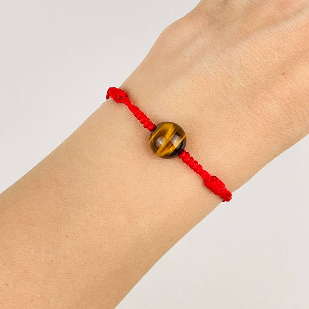 Защитный браслет Красная нить с Тигровым глазом от 16 см