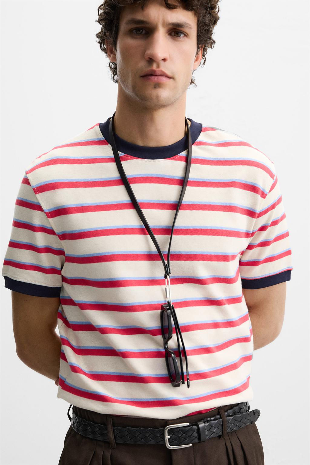 STRIPED CONTRAST T-SHIRT - Zara фото 5