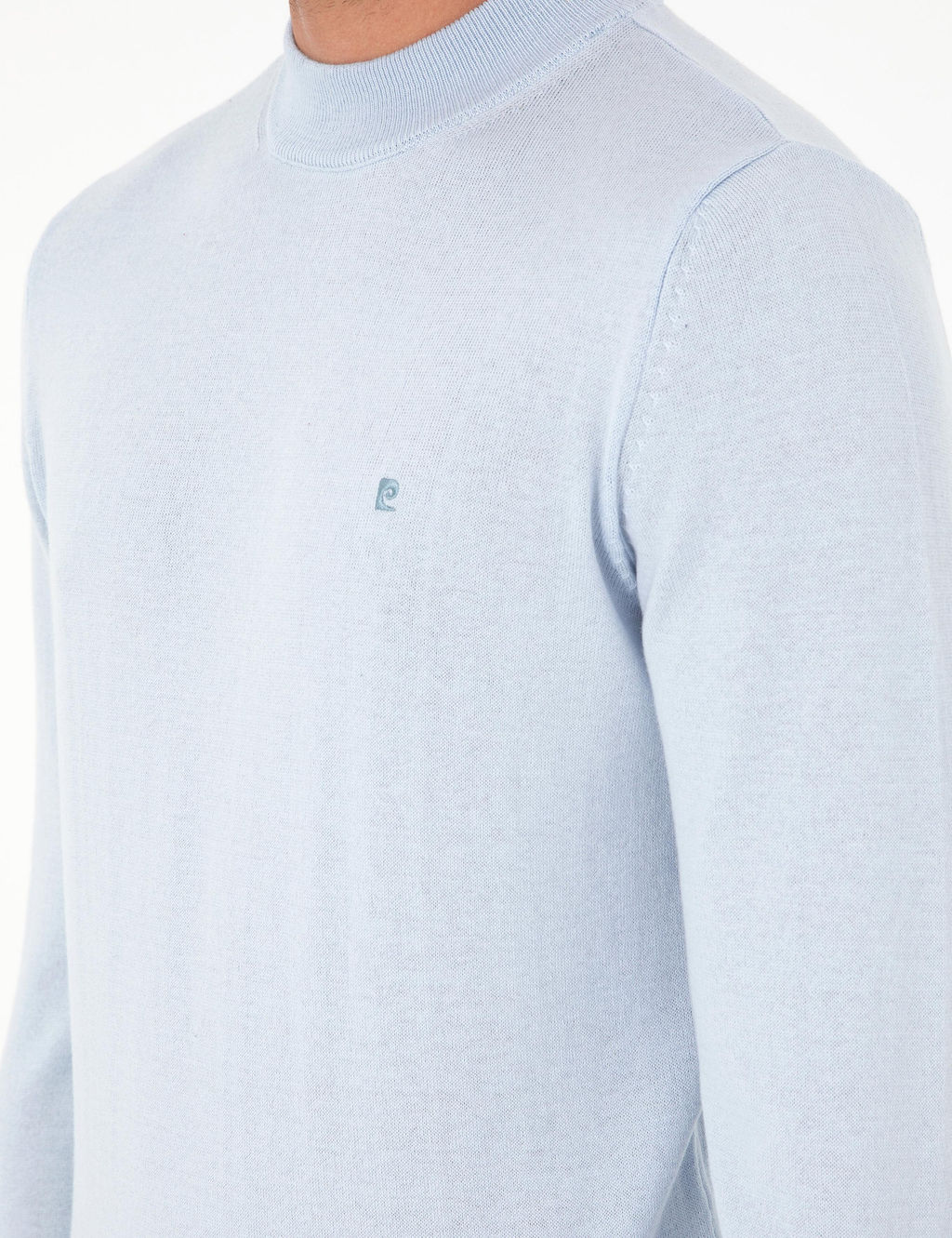 A__k Mavi Slim Fit Yar_m Bal_k__ Yaka Basic Triko Kazak - Pierre cardin фото 7