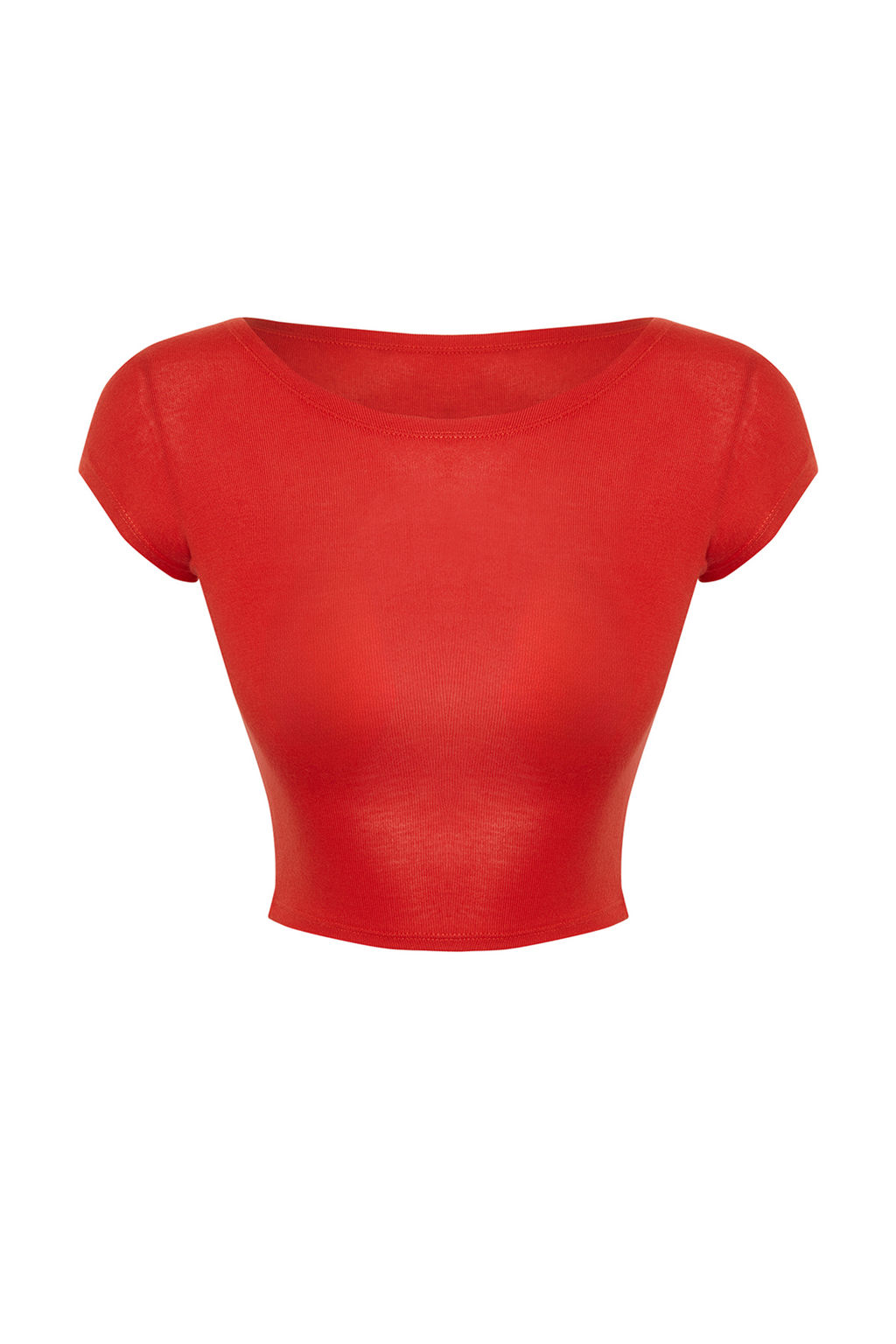 K?rm?z? Bisiklet Yaka Ay Kol Crop Orme Bluz TWOSS24BZ00446