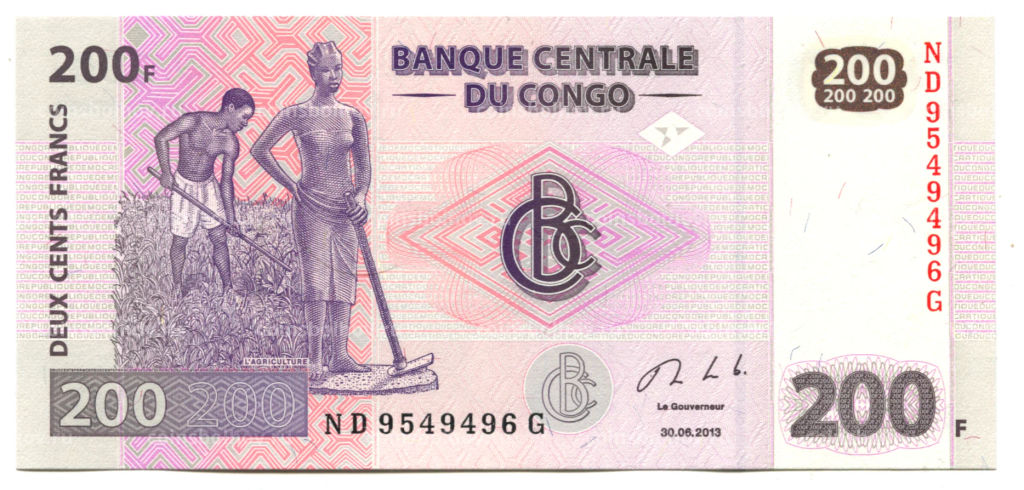 Банкнота 200 франков 2013 года Конго