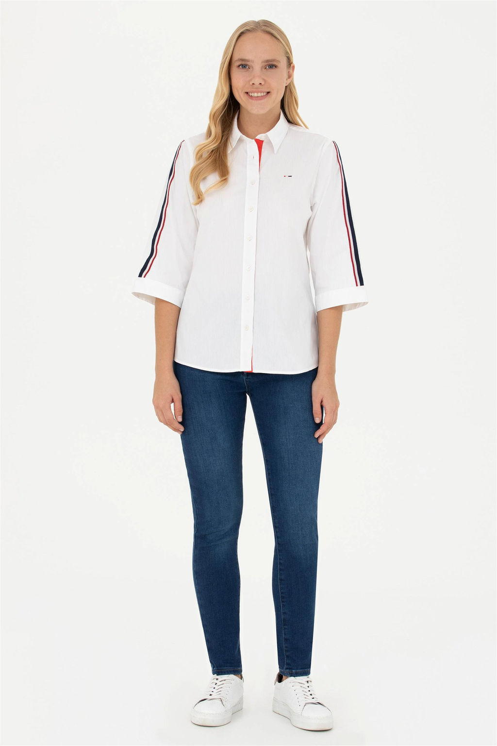 Женская белая рубашка с коротким рукавом Неожиданная скидка в корзине - U.s. polo assn фото 4