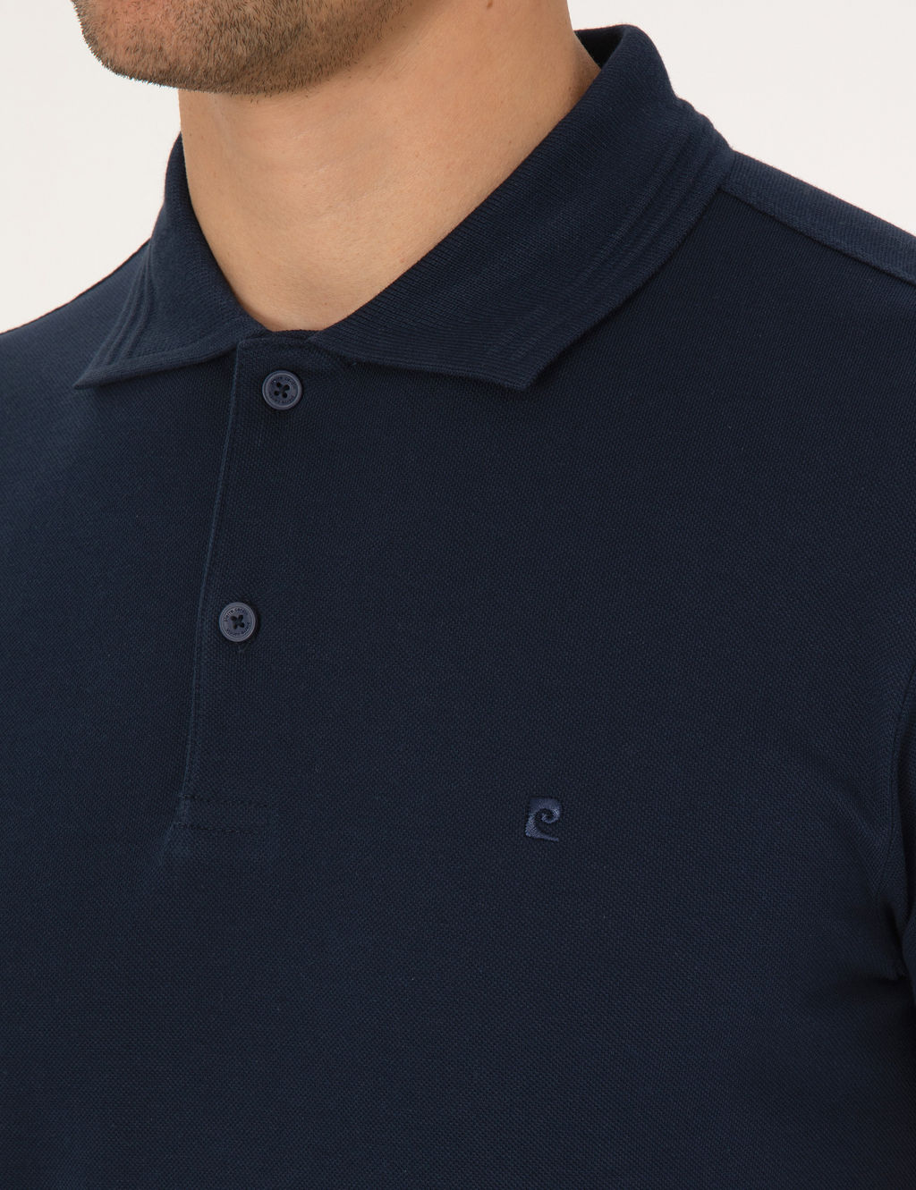 Lacivert Slim Fit %100 Pamuk K_vr_lmaz D__meli Polo Yaka Basic Ti__rt