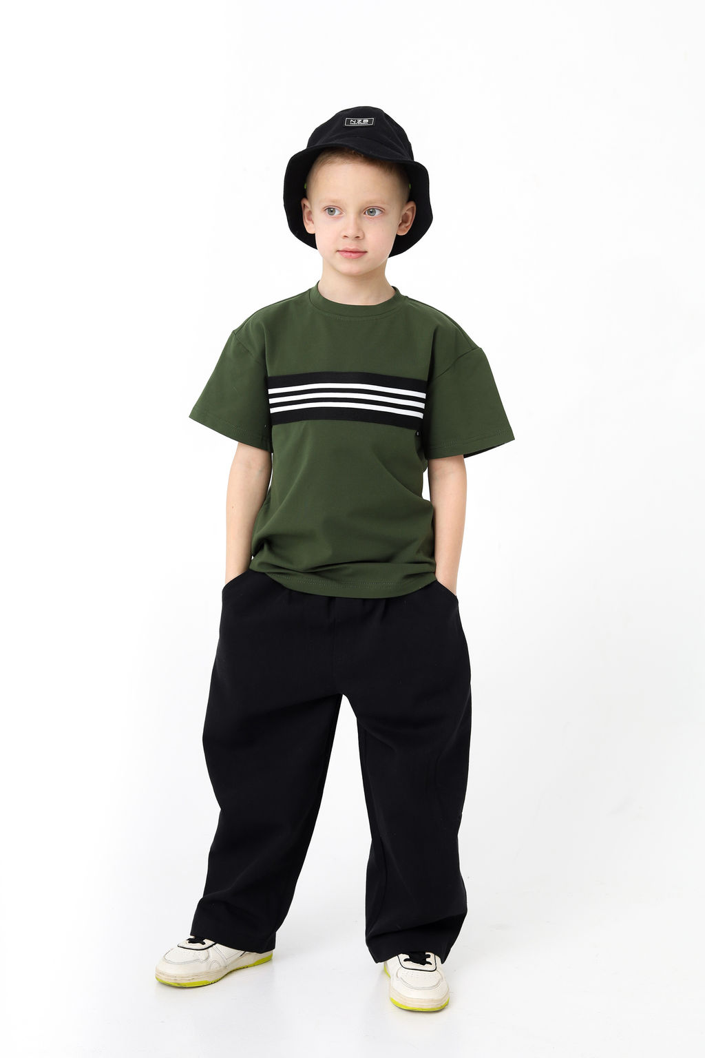 Футболка с лампасом, хаки - Inzibe фото 3