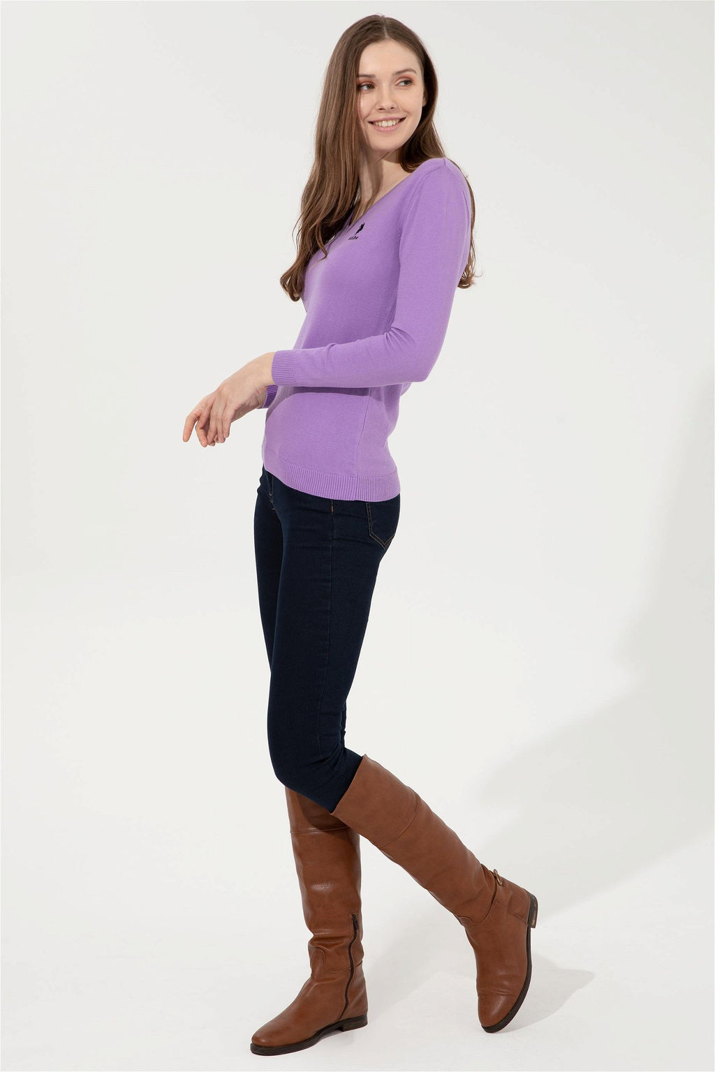 U. S. Polo Assn Женский сиреневый базовый свитер - U.s. polo assn фото 10