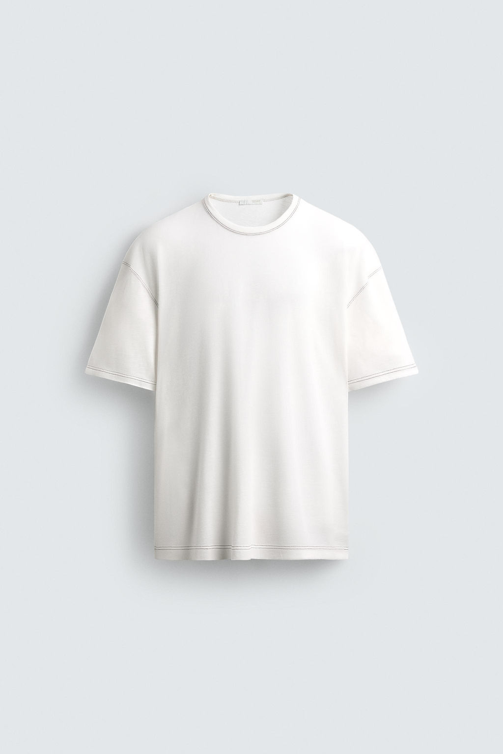 T-SHIRT WITH CONTRAST STITCHING - Zara фото 7