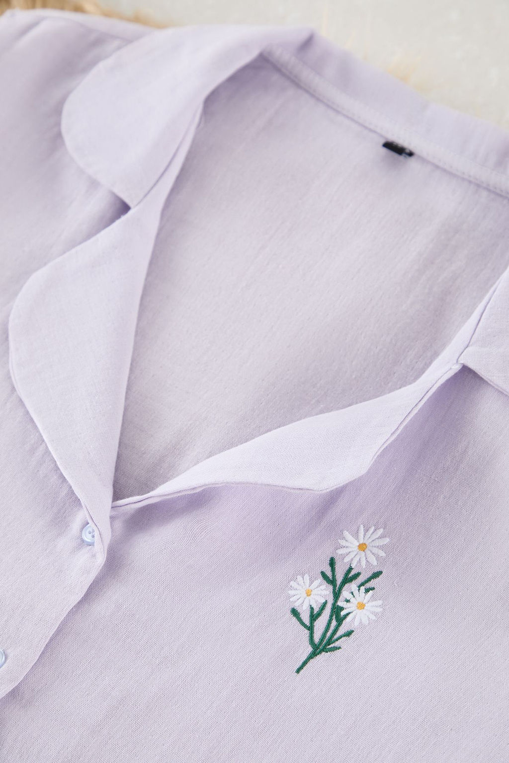 Trendyolmilla Lila %100 Pamuklu Papatya Nak?sl? Muslin Sortlu Dokuma Pijama Tak?m? THMSS25PT00032 фото 9