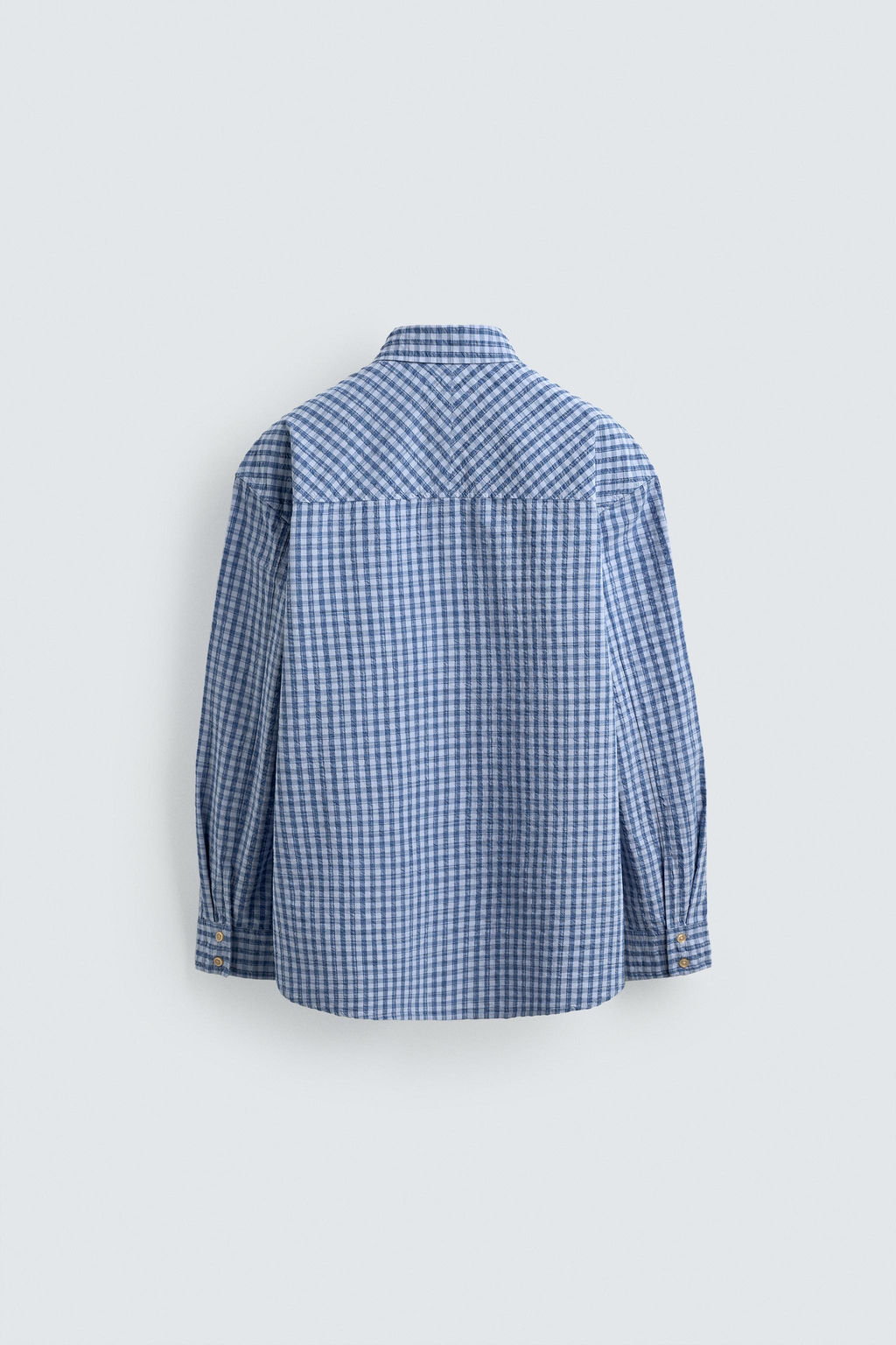 CAMISA RELAXED FIT CUADROS TEXTURA / Azul - Zara фото 8