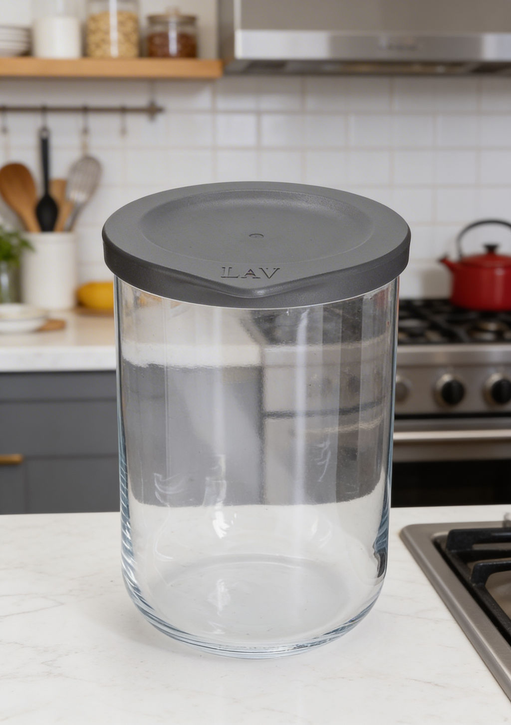 Емкость для хранения, 15х10 см, 950 мл, стекло/пластик, серая, Basic - Anna lafarg фото 9