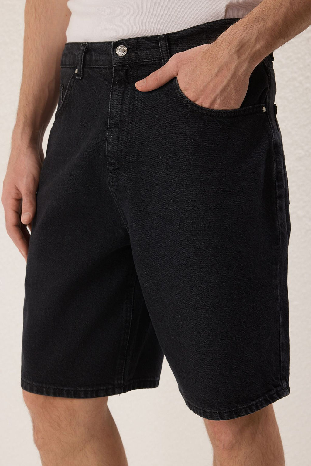 TRENDYOL MAN Mavi Baggy Fit More Sustinable Kot Sort TMNSS25SR00054 - Trendyolmilla фото 3