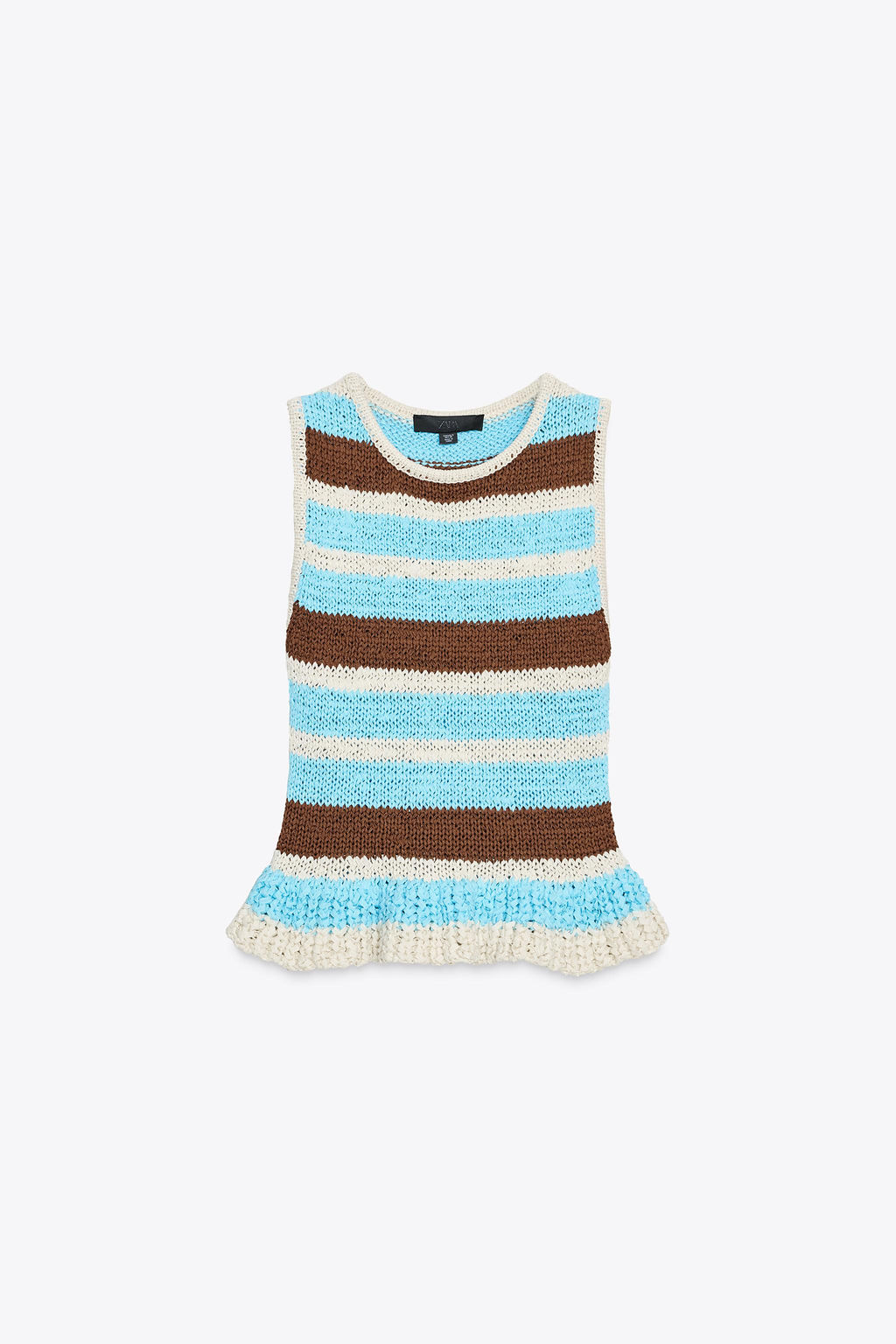 STRIPED KNIT TOP WITH RUFFLE - Zara фото 12