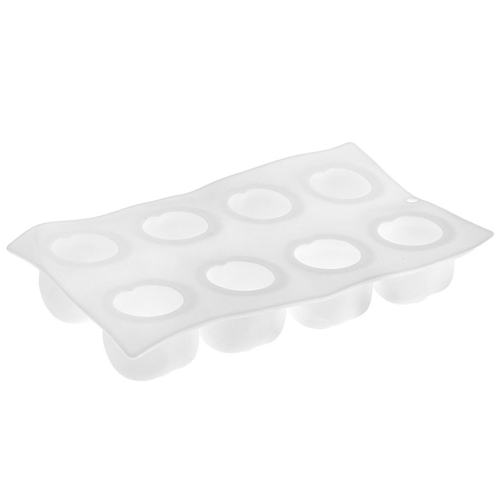 Форма силиконовая для муссовых десертов, пирожных и выпечки Яблоко - 8 ячеек 29,2х17х5см, размер ячейки д4,4х4,8см, цвет - белый (Китай) - Домашняя мода фото 2
