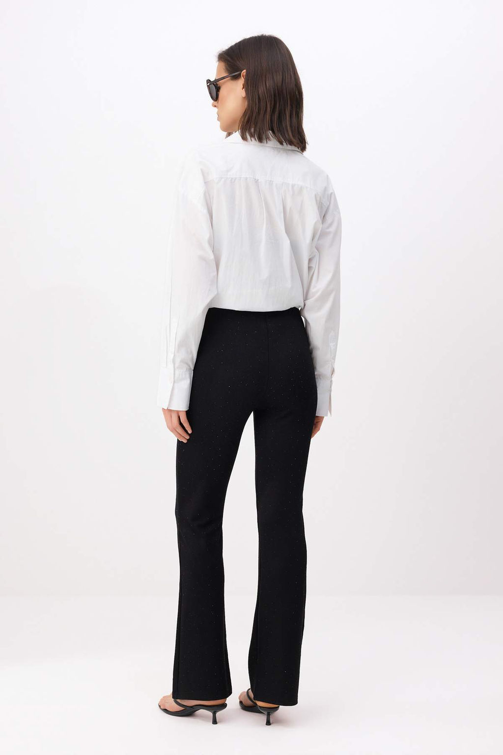 Siyah Flare/Ispanyol Paca Par?lt?l? Normal Bel Uzun Orme Pantolon TWOSS26PL00155 - Trendyolmilla фото 4