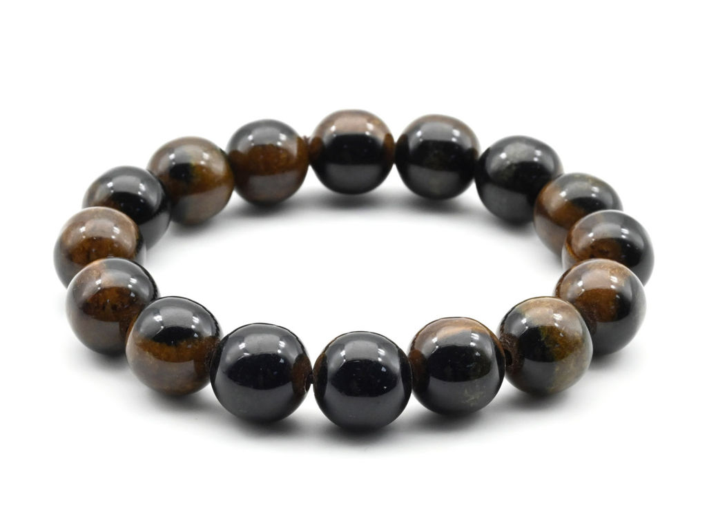 Браслет шарик 12мм из полимера цв.кофейный