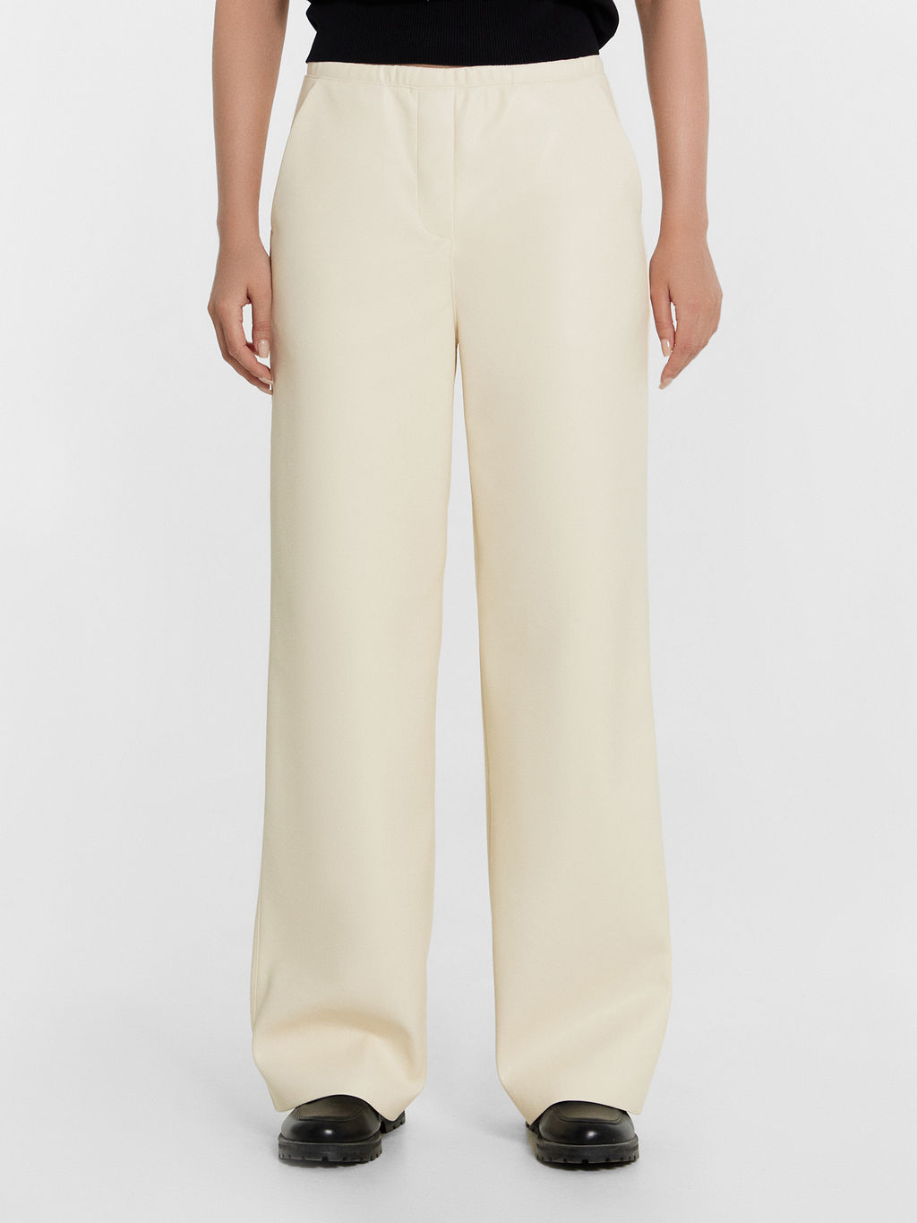 Брюки кожаные женские кремовые сливочное масло 182546 - Mark formelle фото 2