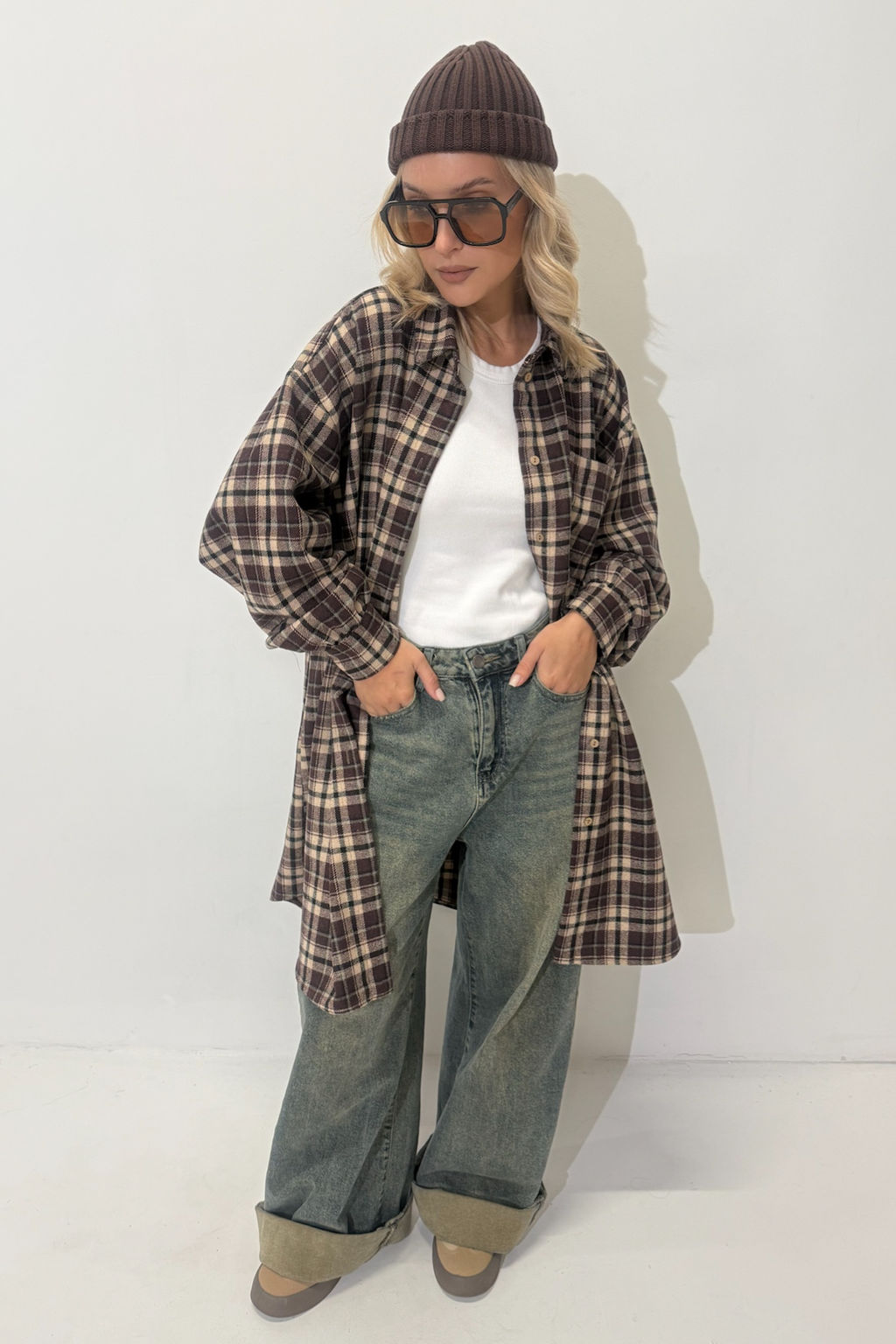 Рубашка женская HUG077/07/Бордовый, белый - M&G all natural фото 4