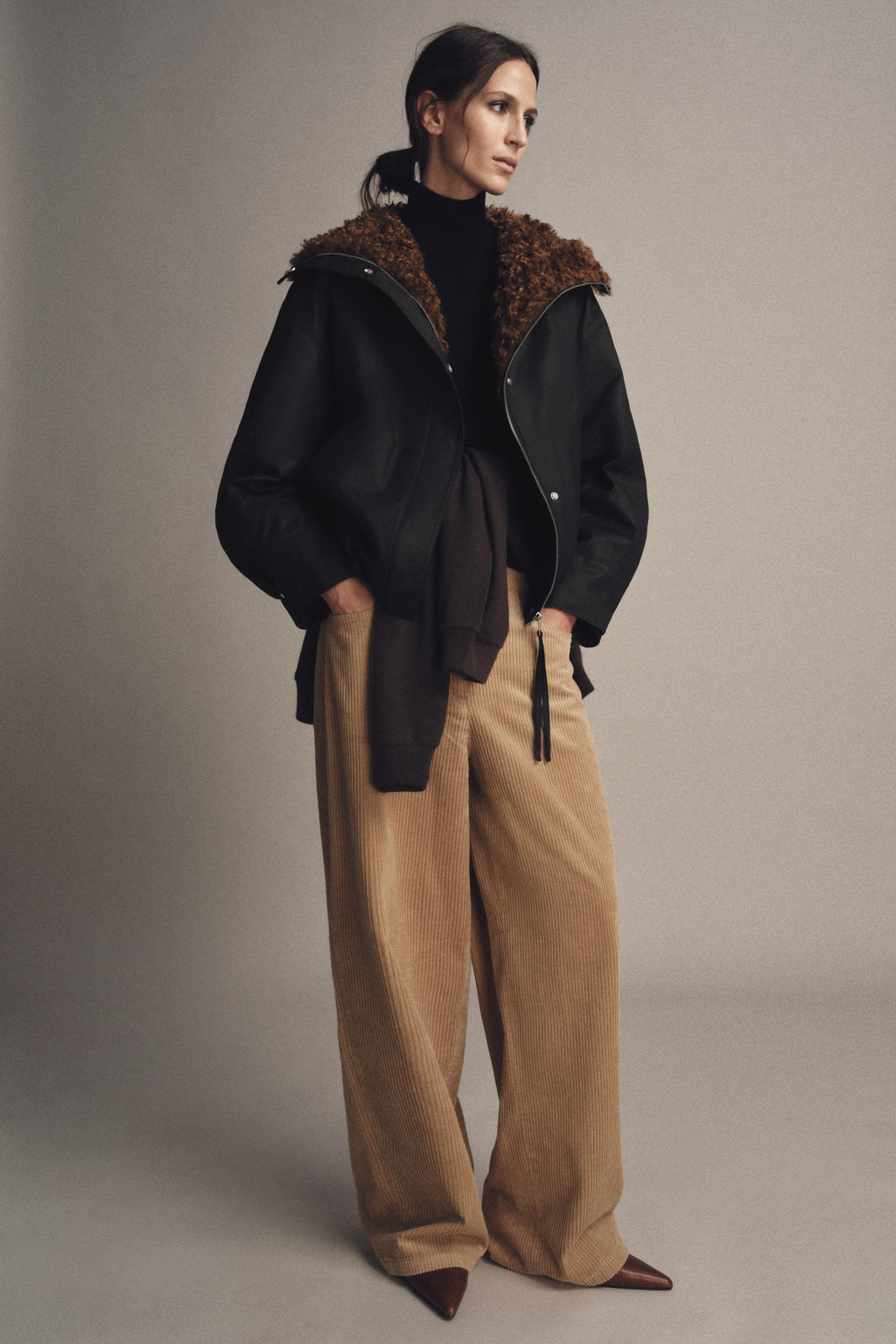 FAUX SHEARLING BOMBER JACKET ZW COLLECTION