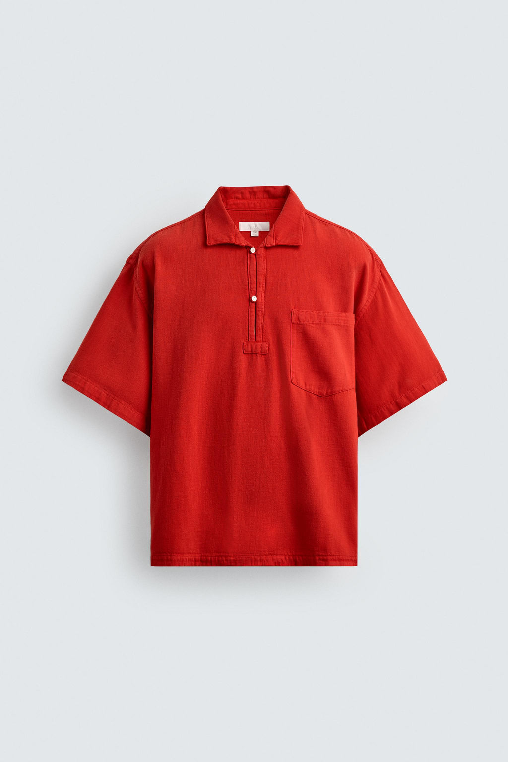 CAMISA POLO ALGOD?N - LINO / Rojo - Zara фото 8