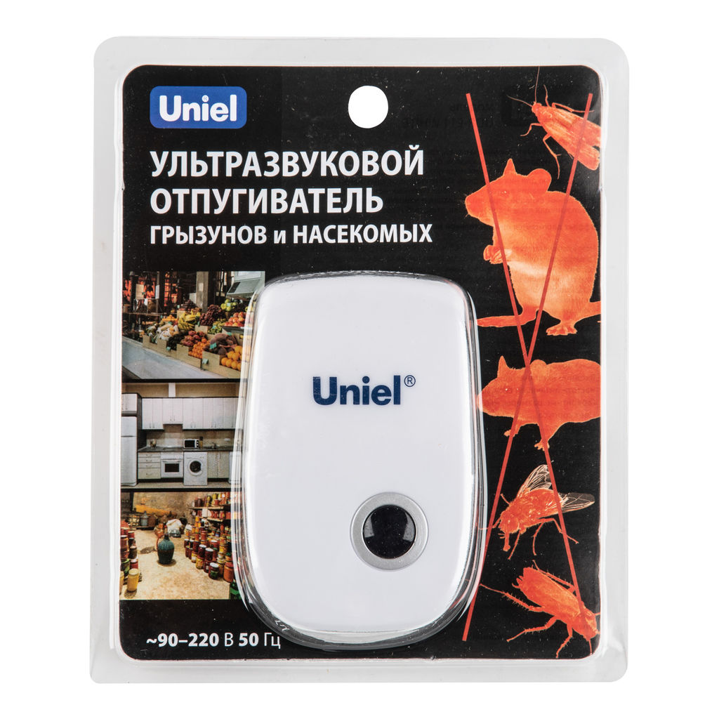 UDR-E11 WHITE Ультразвуковой отпугиватель насекомых и грызунов. 220В. Площадь до 80м2. Белый. TM Uniel