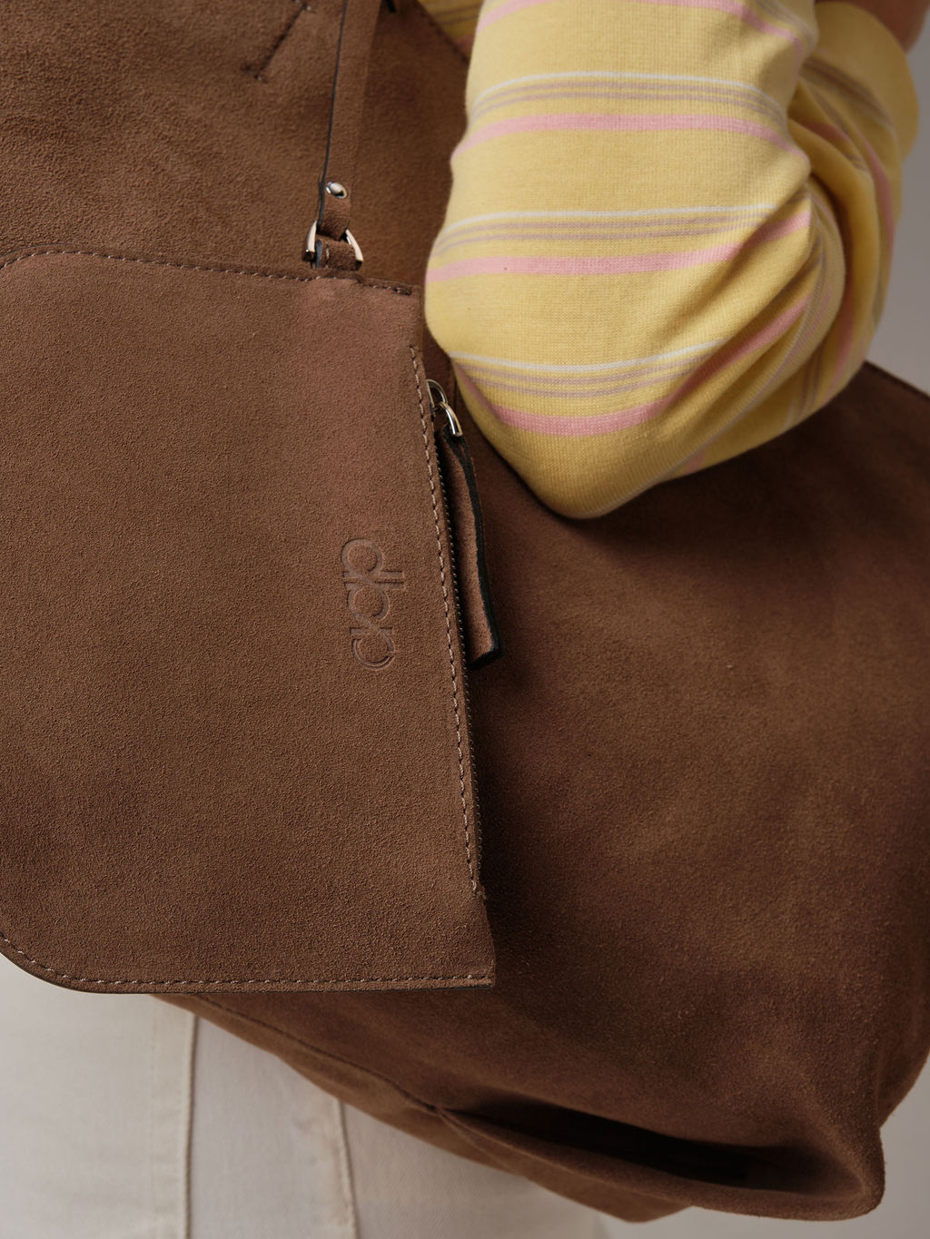 Замшевая сумка шоппер Texas DBR 31390 серо-коричневый  фото 11