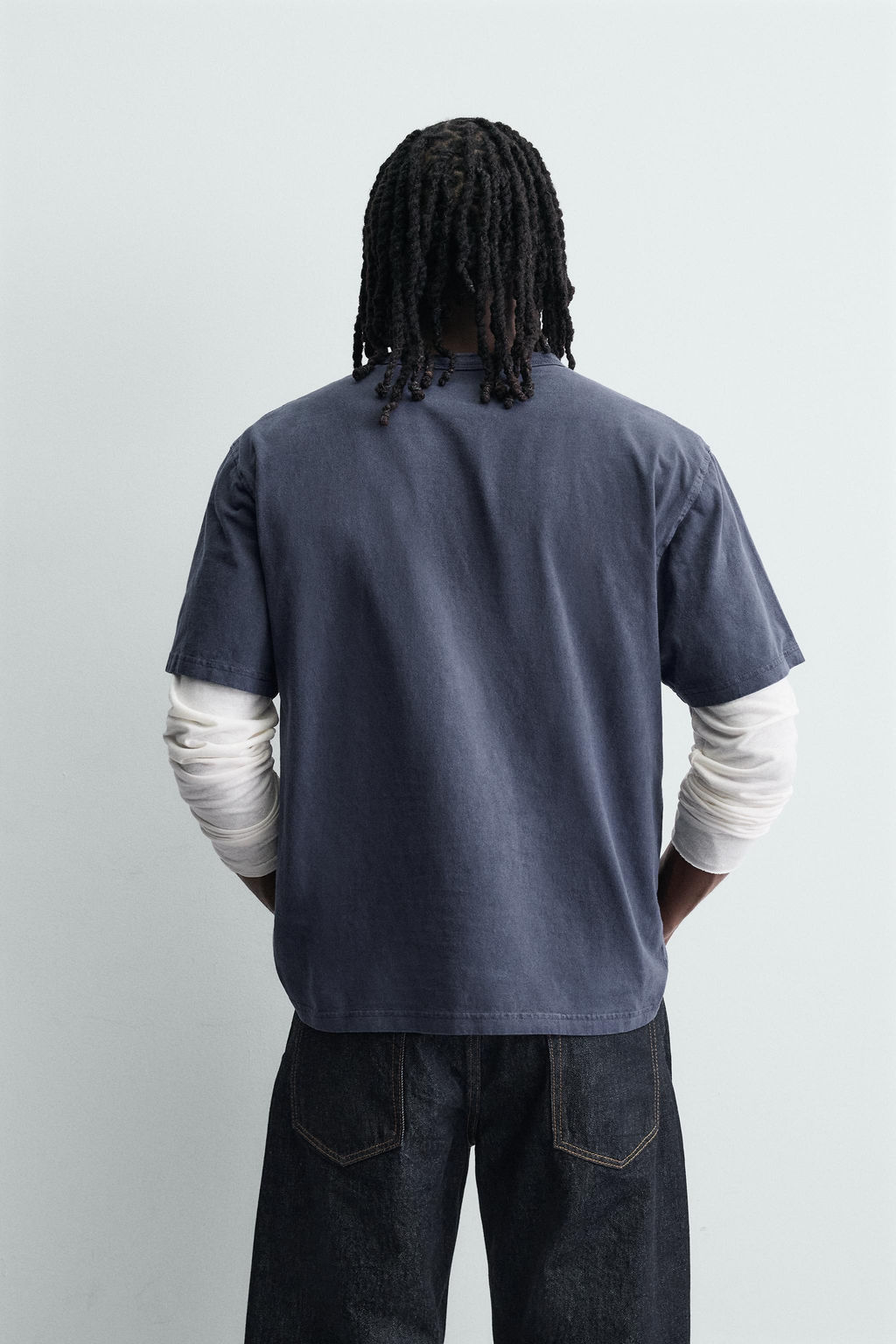 CAMISETA LAVADA CUELLO PANADERO / Marino - Zara фото 3